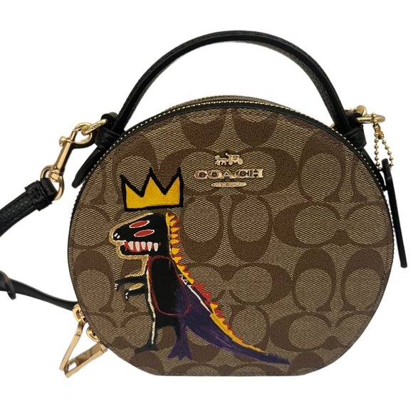 Rare - Coach Basquiat Signature Canteen Top Handle Crossbody Dinosaur Crown